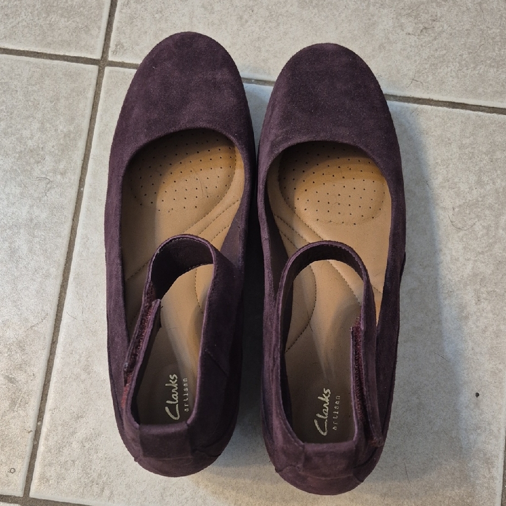 Clarks Women's Purple Suede Wedges